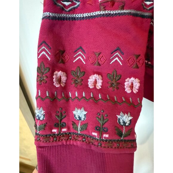 Sundance Driftwood “Teddy Hoodie” Embroidered Sweater- Magenta - Picture 3 of 7
